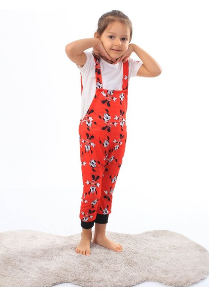 Kız Çocuk Minnie Baskı Tişörtlü Tulum 1-5 Yaş 13939