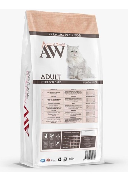 Animal World Somonlu Kısırlaştırılmış Kedi Maması 15 kg