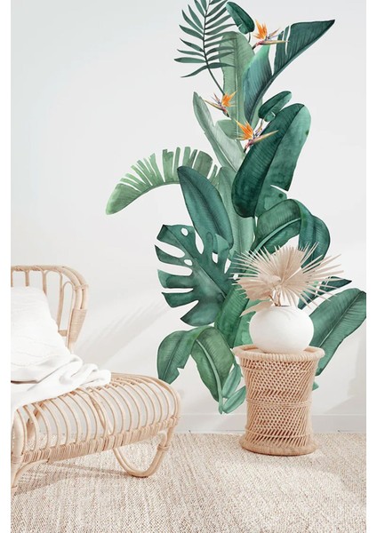 Tropikal Yapraklar Çocuk Odası Duvar Stickerı PVC Malzeme ile 60 x 80 CM Boyutunda fiyatları