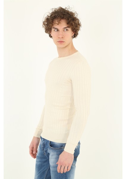 Viskon Elit Slim Fit Kazak - Kemik