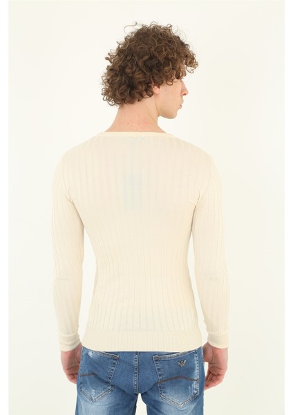 Viskon Elit Slim Fit Kazak - Kemik