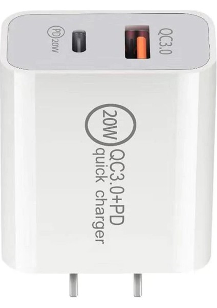 Hızlı  Şarj Adaptör 20W Pd 3.0 Quick Charge Type C +Usb A