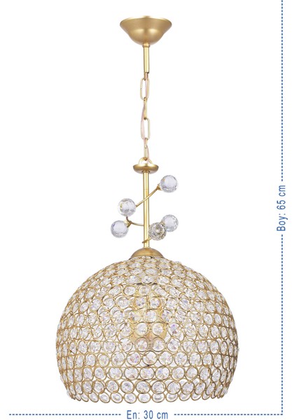 Hürrem Fiskiyeli Taşlı Sarkıt Avize 30 cm (Gold)