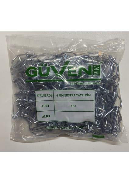 6 mm Güven Yaylı Pim (100 Adet)