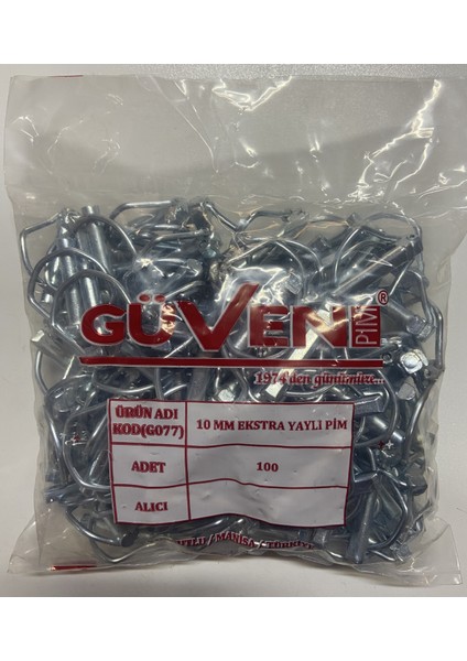 10 mm Güven Yaylı Pim (100 Adet)