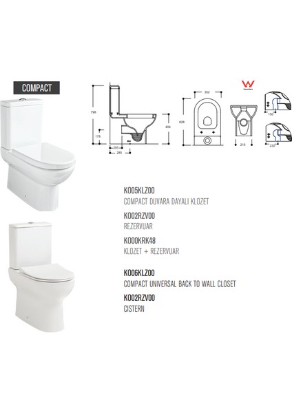 Güral Vit Compact Duvara Sıfır Klozet + Yavaş Kapanan Kapak + Iç Takım