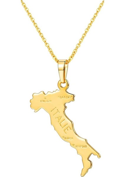 Italya Ulus Haritası Kolye Vatanseverlik Takı 18 K Altın Kaplama Kolye (Yurt Dışından)