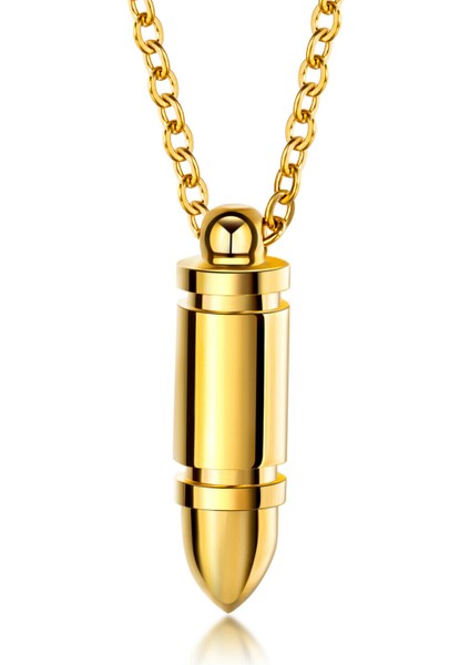 Altın Hip Hop Erkek Kadın Paslanmaz Çelik Bullet Kolye Bullet Takı (Yurt Dışından)