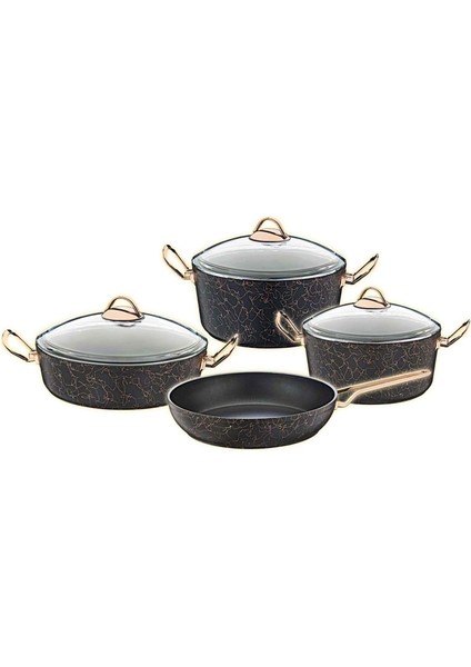 7 Parça Granit Döküm Tencere Set 3036 Bakır