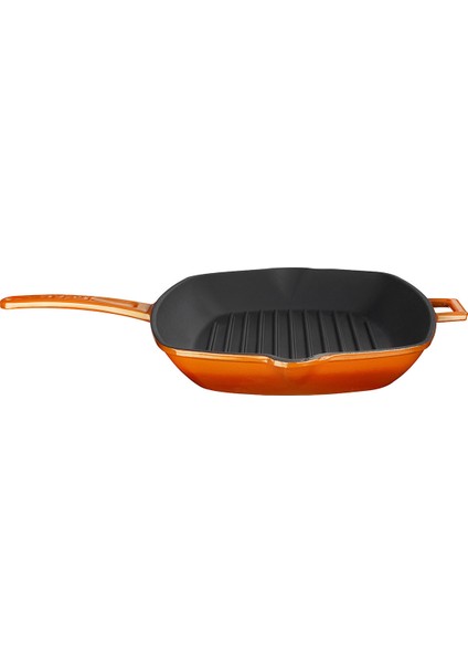 Döküm Izgara Tava Metal Saplı Ölçü 26 x 32 cm - Turuncu