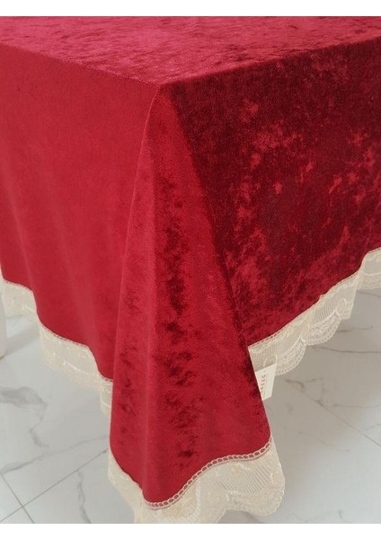 Pera Lüx Dantelli Kadife Kumaş Bordo Masa Örtüsü Dikdörtgen 160x220 cm - 1009 fırsatları