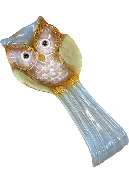 Kaşık Dinlenme Seramik Yapmak Baykuş Tasarım Porselen Stopetop Çatal Spatula Kepçe Mavi (Yurt Dışından)