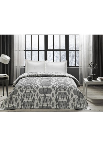 Çift Kişilik Pamuklu Battaniye - Elina - Gri