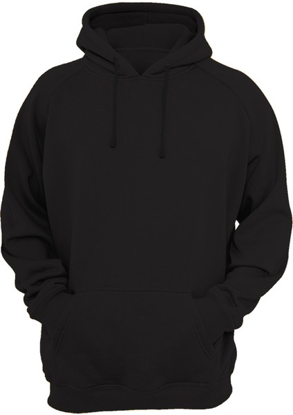 %100 Pamuk, 3 Ipl. Şardonlu, Içi Tamamen Polar, Çok Kalın (600 Gr) Siyah Kapüşonlu Sweatshirt