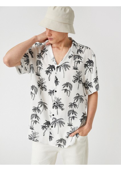 Erkek Palmiye Desenli Kısa Kollu Gömlek fiyatları