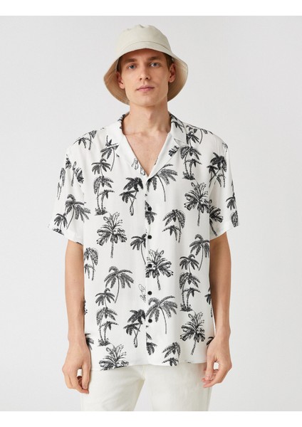 Erkek Palmiye Desenli Kısa Kollu Gömlek modelleri