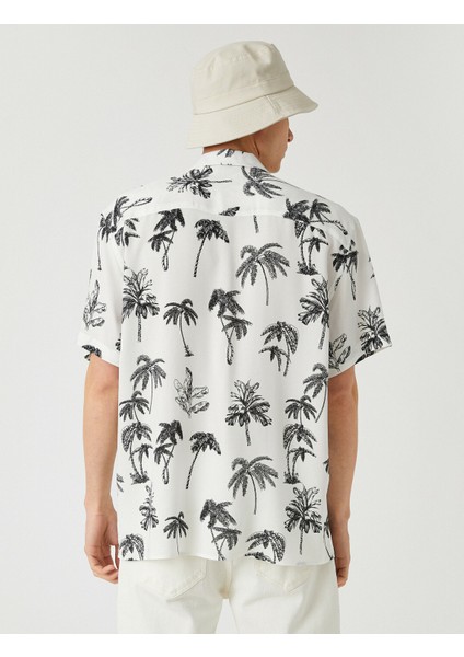 Erkek Palmiye Desenli Kısa Kollu Gömlek fırsatları