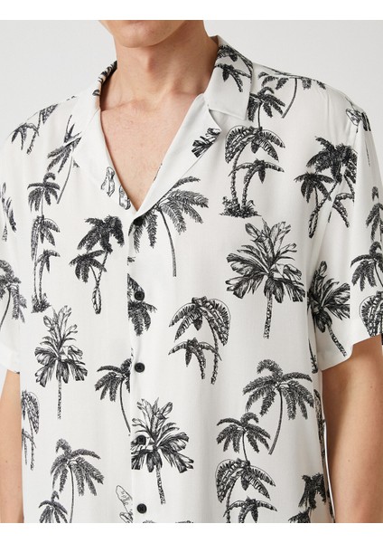 Erkek Palmiye Desenli Kısa Kollu Gömlek indirimleri
