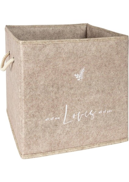 Keçe Raf Düzenleyici Sepet Katlanabilir Saklama Kutusu Baskılı Çok Amaçlı Kutu 30*30*30 Bej