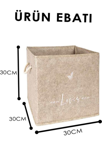 Keçe Raf Düzenleyici Sepet Katlanabilir Saklama Kutusu Baskılı Çok Amaçlı Kutu 30*30*30 Bej fiyatları