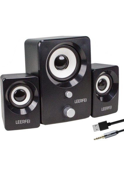 2+1 USB Ses Sistemi Speaker 6W Rms Hoparlör Bilgisayar Laptop Cep Telefonu