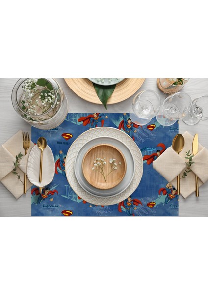Home Blue Superman Kumaş Amerikan Servis 4'lü Set 35X50CM fiyatları