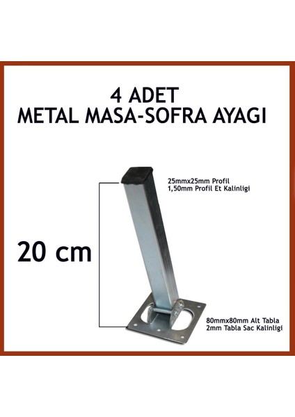 4lü Katlanır Metal Yer Sofrası Ayağı Yer Masası Ayağı 20 cm