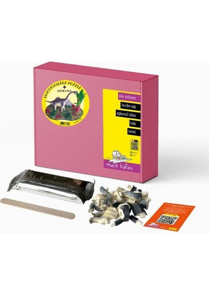 2'li K.set Therizinosaurus Kayalıklarda Brachiosaurus Puzzle Diorama