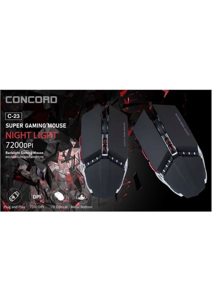 C-23 USB Oyuncu Mouse 7200DPI