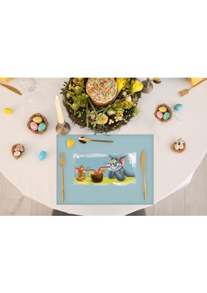 Home Tom And Jerry Kumaş Amerikan Servis 4'lü Set 35 x 50 cm