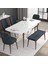Concept Noa Serisi, 80X132 Açılabilir Mdf Masa, Beyaz Masa Ceviz Ayak Masa Takımı, 4 Sandalye 1 Bench 2