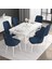 Concept Noa Serisi, 80X132 Açılabilir Mdf Masa, Beyaz Mermer Desen Mutfak Masa Takımı, 6 Sandalye 1