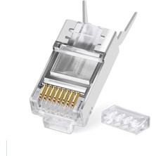 Aogo 1 Adet Cat7 Konnektör RJ45 Cat 7 Jak 2 Parça Metal Korumalı Rj 45 Ftp 8P8C Modüler Ağ Fiş Konnektör