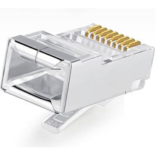 Aogo 100 Adet Metal RJ45 Jak Konnektör Cat5 Cat6 8P8C Uç 8 Pinli Rj 45 Plug Ethernet Jakı Metal Korumalı