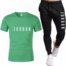 Amor Man Yuvarlak Yaka Jordan Baskılı Ultra Hafif %100 Pamuk Kısa Kollu Yazlık Erkek Eşofman Takımı