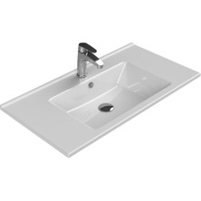 Turkuaz Cerastyle (Arte) Mobilya Uyumlu Etajerli Lavabo 85X45