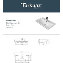 Köksallar Turkuaz Cerastyle (Elite) Mobilya Uyumlu Etajerli Lavabo 80X45