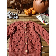 Handmade Ponponlu El Örgüsü Çocuk Hırkası