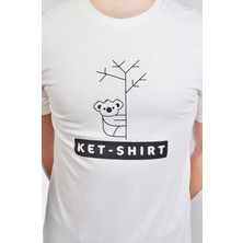 Koala Baskılı Unisex T-Shirt Beyaz