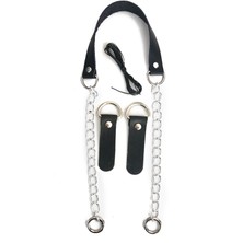 Alfa Tasarım Gerçek Deri ve Zincir, Yaylı Halka, Deri Böce, Mumlu Ip Takım Çanta Sapı (75 Cm) - Siyah