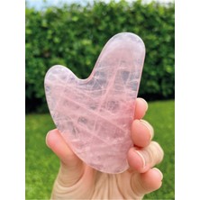 Doğal Taş Pembe Kuvars Kalp Gua Sha Yüz Masaj Aleti