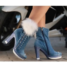 Star Blue Moon 6101 Kadın Kot  Topuklu Özel Üretim Jeans Bot