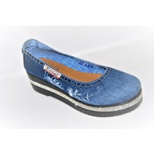 Emani Jeans Kadın Yeni Sozon Özel Üretim Taş Detaylı Dolgu Topuk Kot Ayakkabı