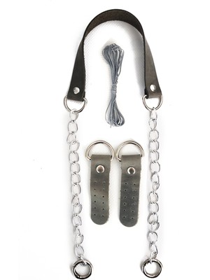 Alfa Tasarım Atölyesi Gerçek Deri Ve Zincir, Yaylı Halka, Deri Böce, Mumlu Ip Takım Çanta Sapı (75 Cm) - Crazy Gri