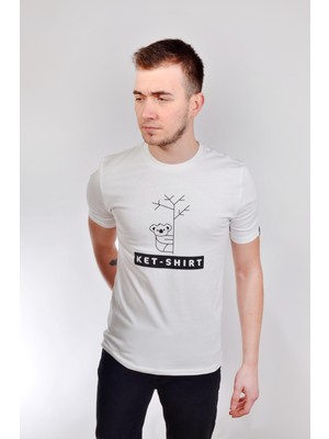 Koala Baskılı Unisex T-Shirt Beyaz