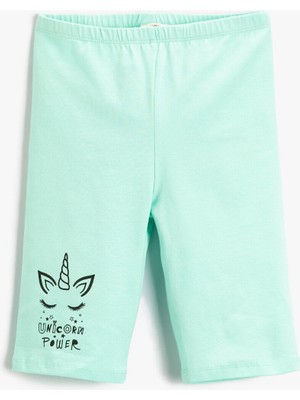 Koton Unicorrn Baskılı Bermuda Tayt Pamuklu