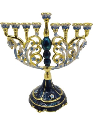 CHASOE Vintage Menorah Mumluk El Boyalı Judaica Şamdan Klasik Dekor C (Yurt Dışından)