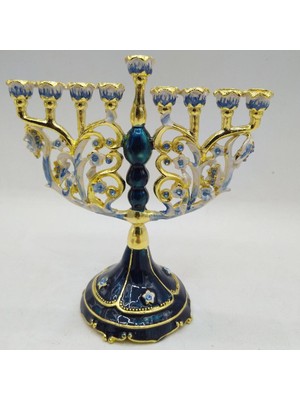 CHASOE Vintage Menorah Mumluk El Boyalı Judaica Şamdan Klasik Dekor C (Yurt Dışından)