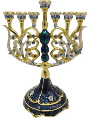 CHASOE Vintage Menorah Mumluk El Boyalı Judaica Şamdan Klasik Dekor E (Yurt Dışından)