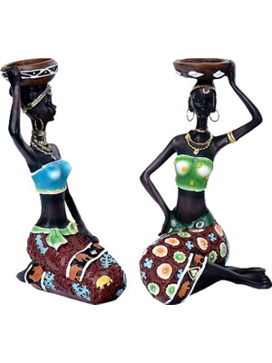 CHASOE Afrika Lady Mumluk Heykelcik Heykeli Tealight Candletander Reçine Craft (Yurt Dışından)